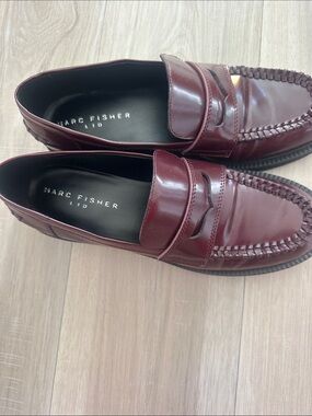 Marc Fisher Women’s Wine Leather Penny Loafers